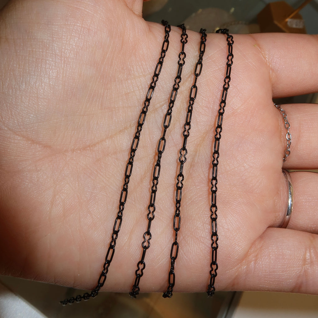 Black PVD Stainless Steel Paperclip & Infinity Chain