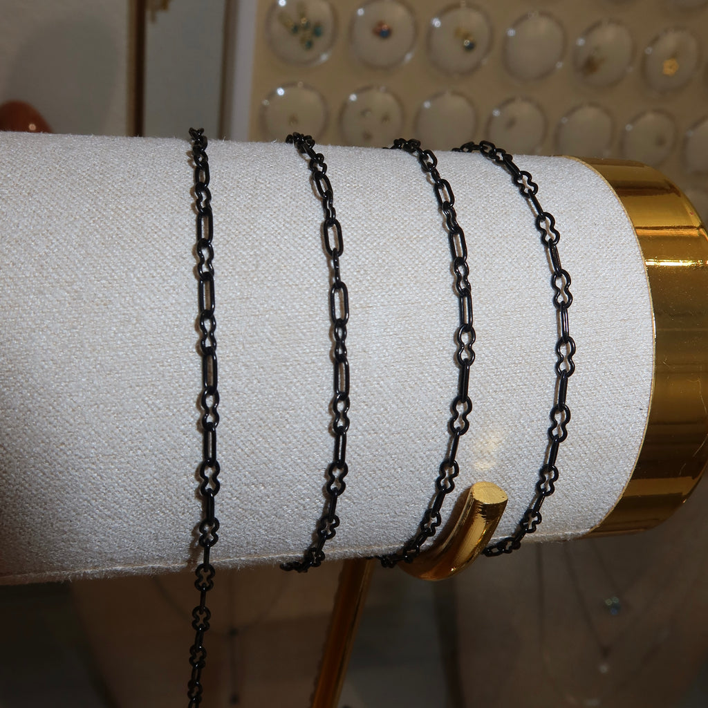 Black PVD Stainless Steel Paperclip & Infinity Chain