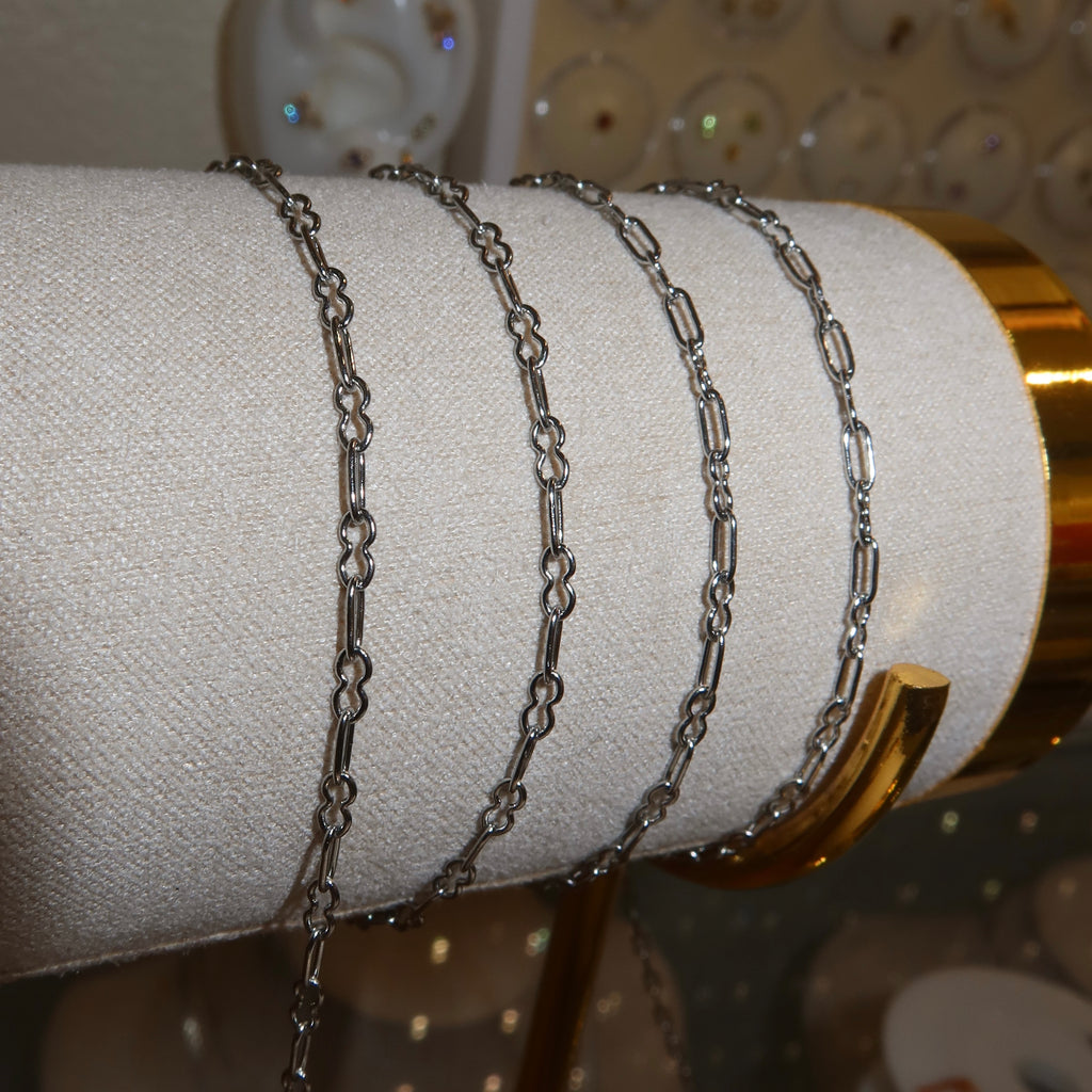 Silver 304 Stainless Steel Paperclip & Infinity Chain