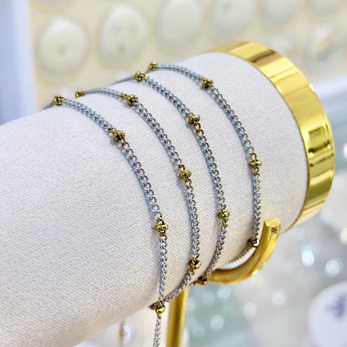Two Tone (Silver & Gold) 18k PVD Stainless Steel Satellite Cuban Chain