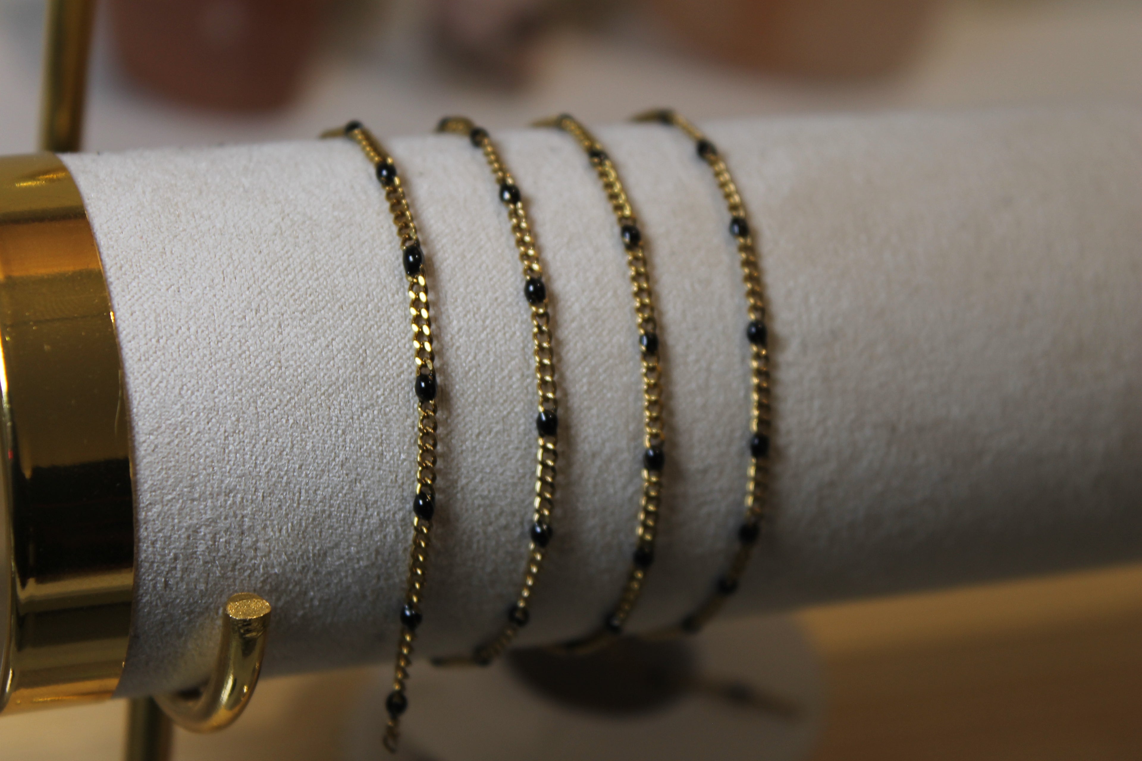 Black Enamel PVD Curb Chain in Gold
