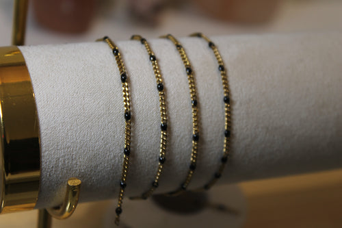 Black Enamel PVD Curb Chain in Gold