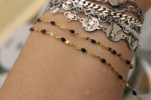 Black Enamel PVD Chain in Gold