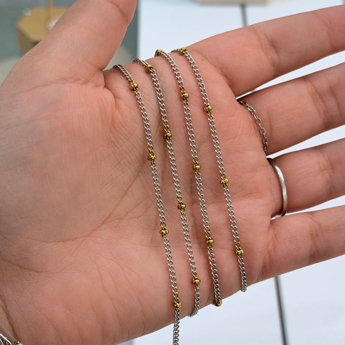 Two Tone (Silver & Gold) 18k PVD Stainless Steel Satellite Cuban Chain