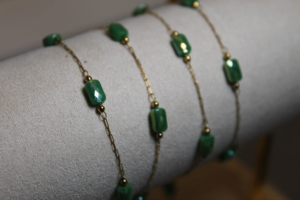 Green Gem PVD Stainless Steel Luxe Chain in Gold