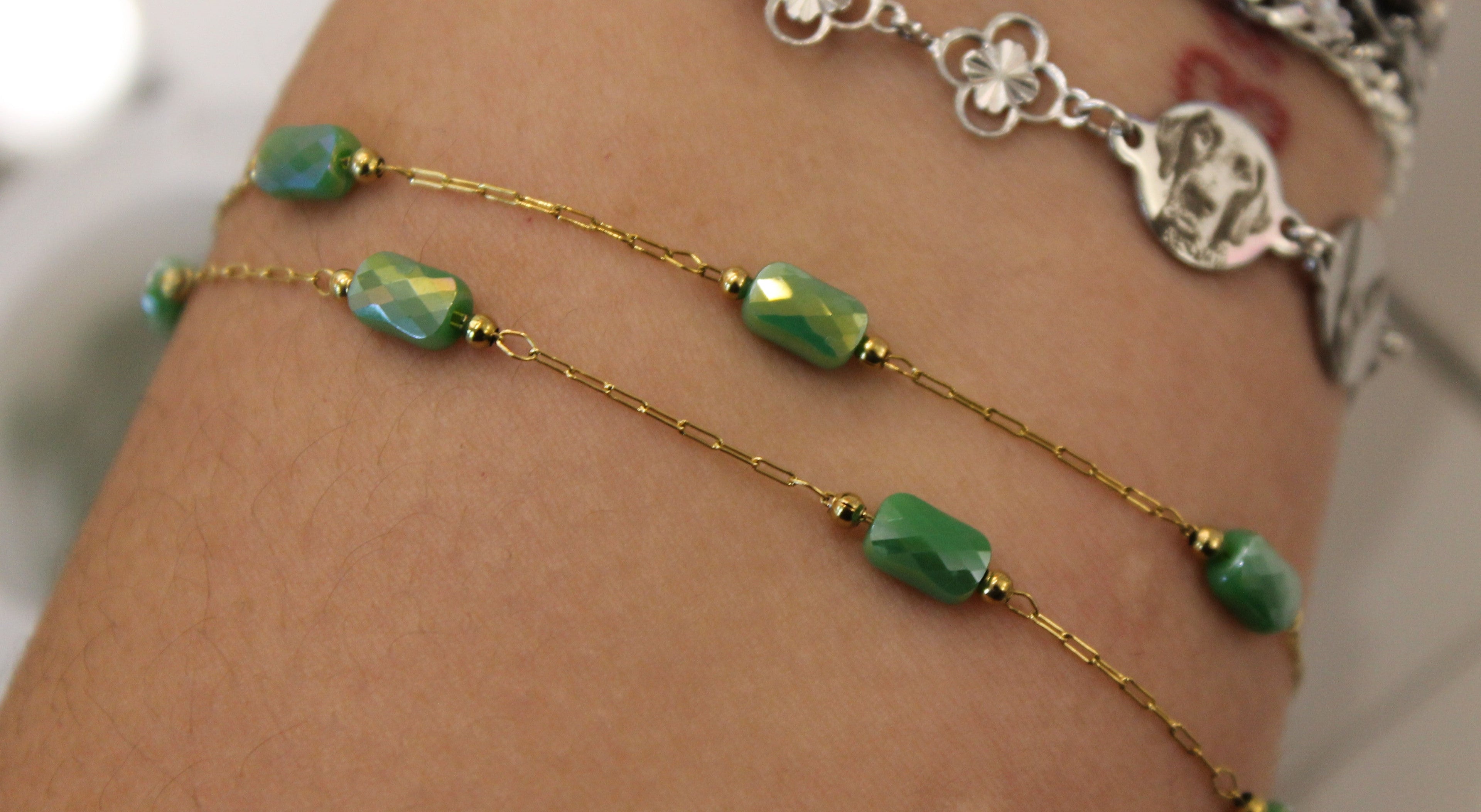Green Gem PVD Stainless Steel Luxe Chain in Gold