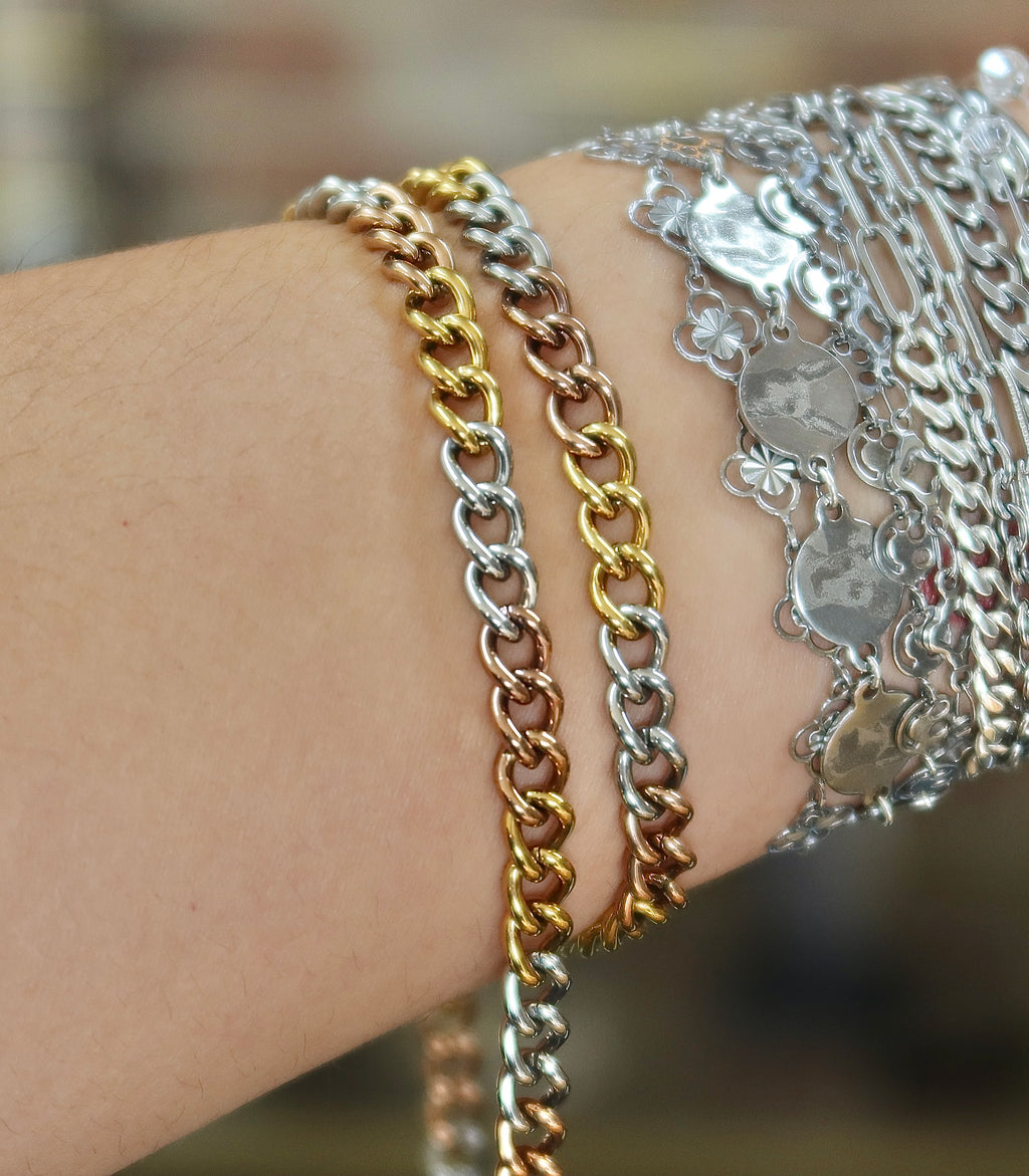 18K PVD Tri Color Chunky Cuban Chain