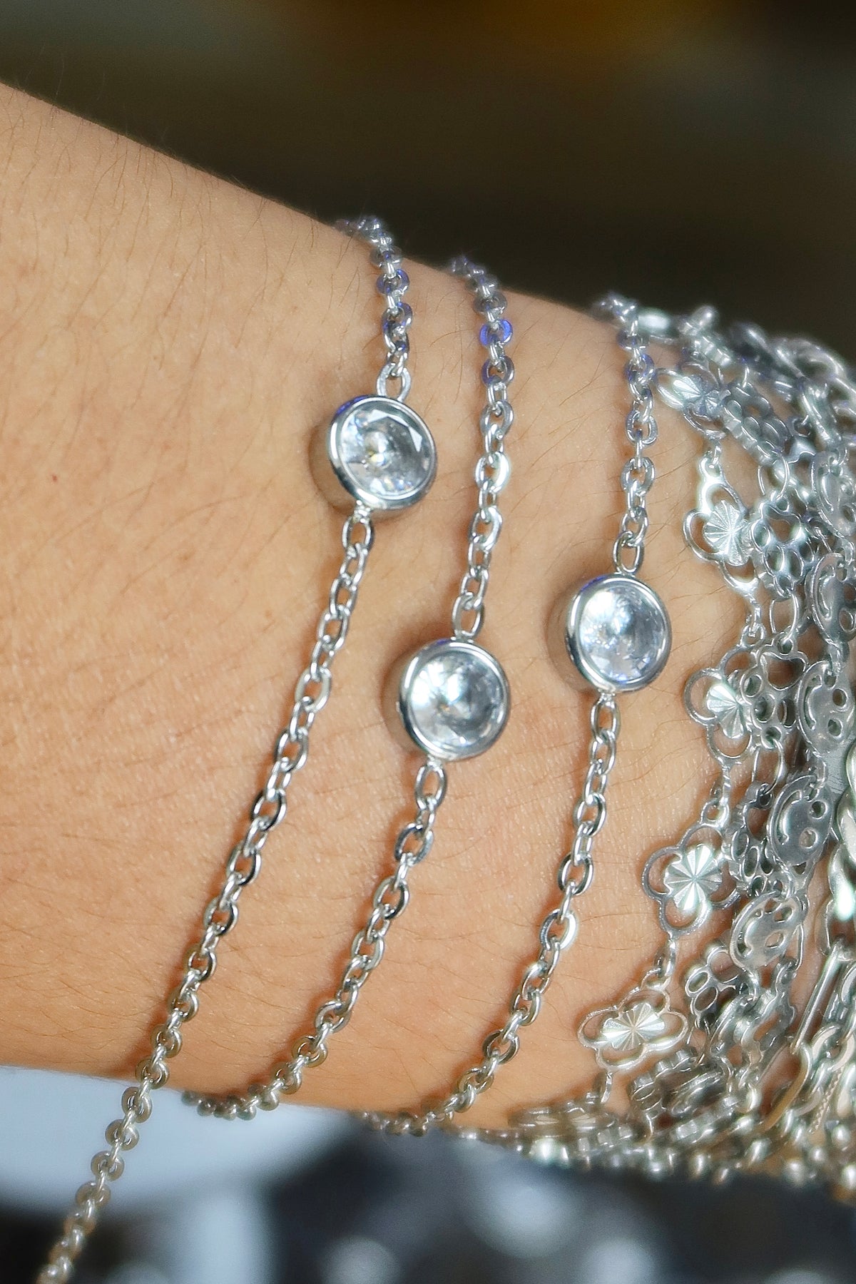XL Clear CZ Cable Chain (304 Silver)