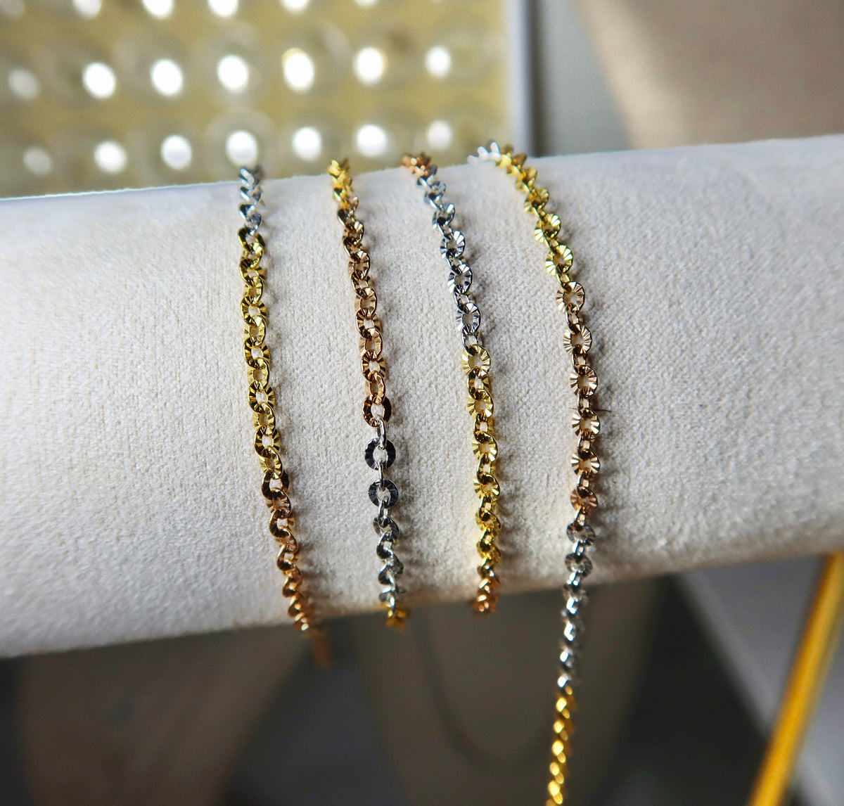 18K PVD Tri Color Sunburst Chain