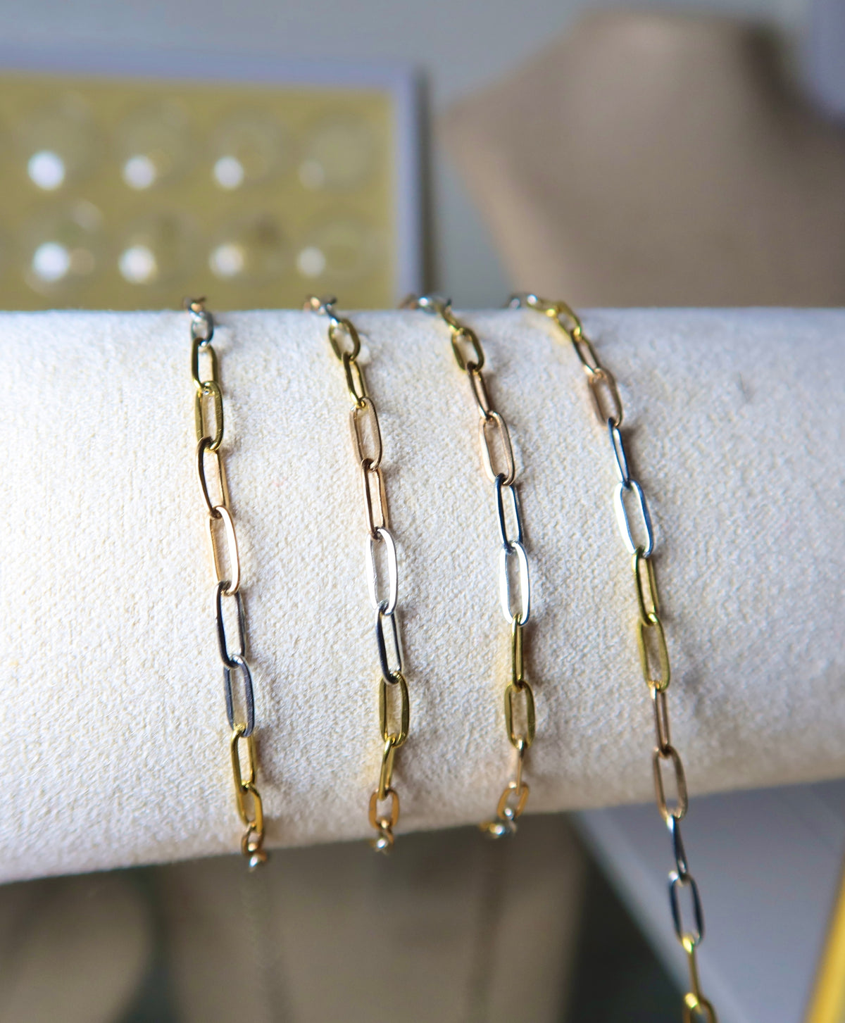 18K PVD Tri Color Paperclip Chain