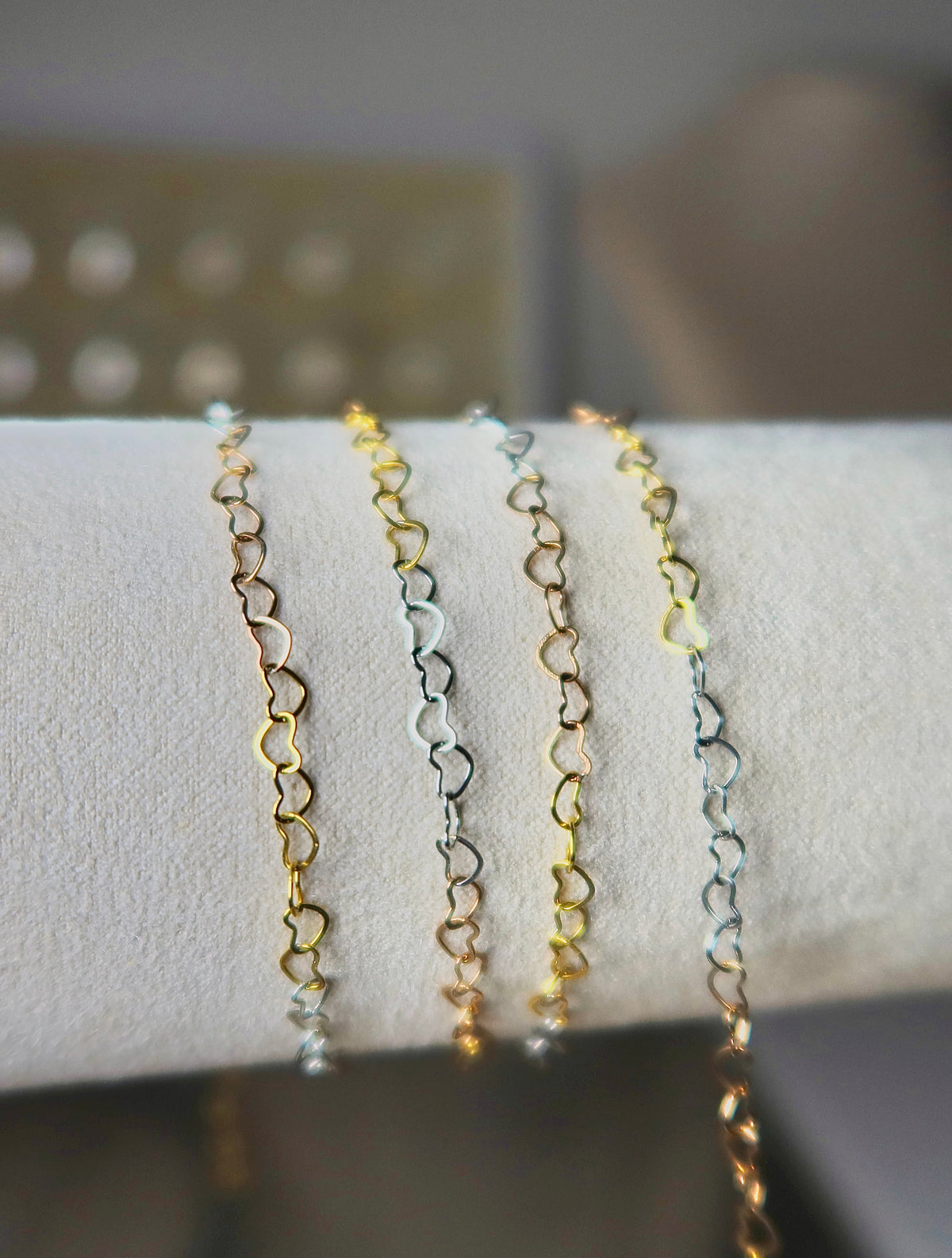 18K PVD Tri Color Open Heart Chain