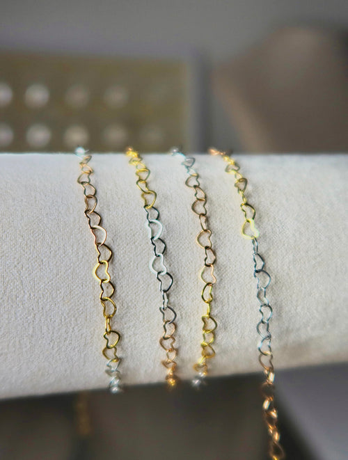 18K PVD Tri Color Open Heart Chain