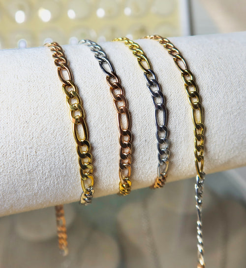 18K PVD Tri Color Figaro Chain