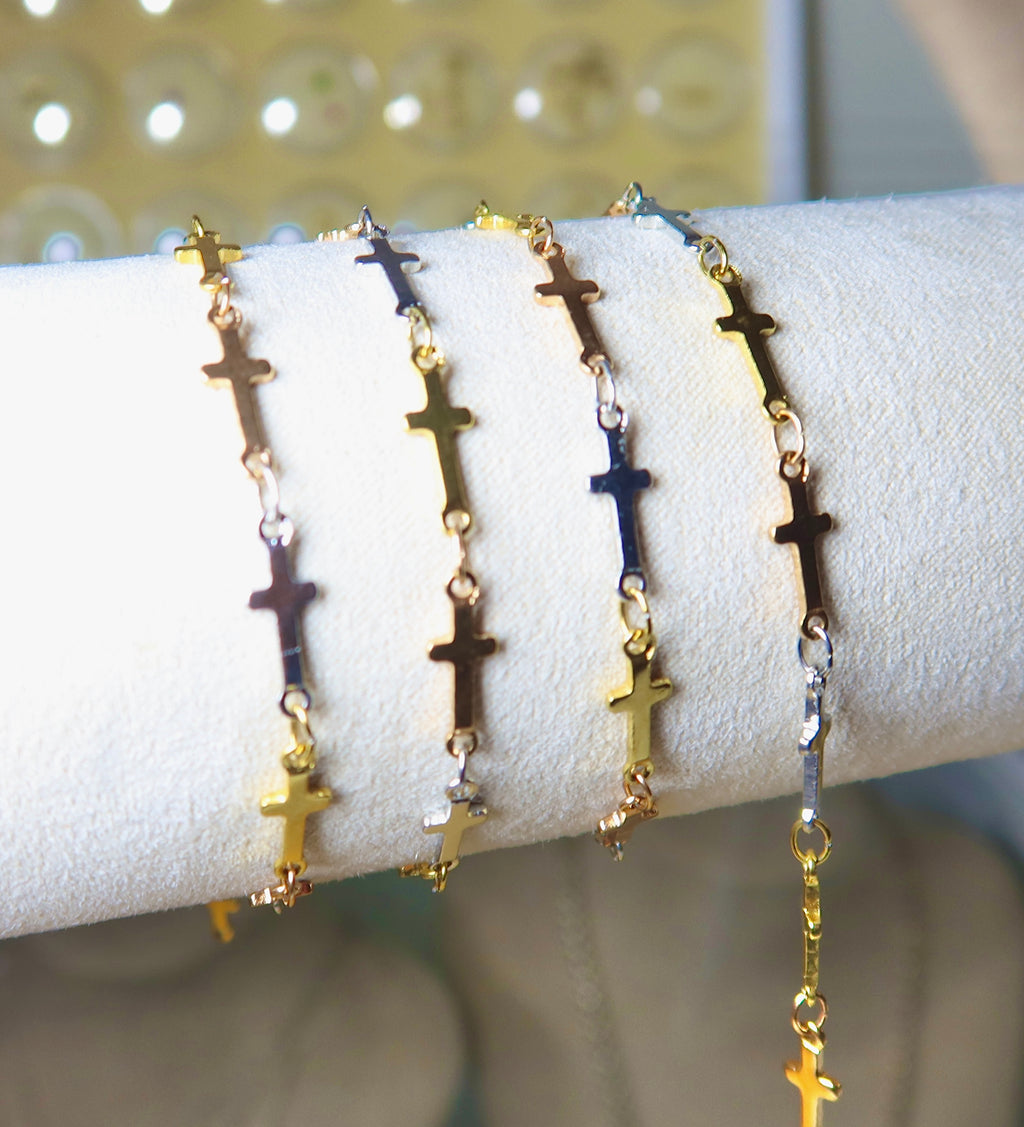 18K PVD Tri Color Cross Chain