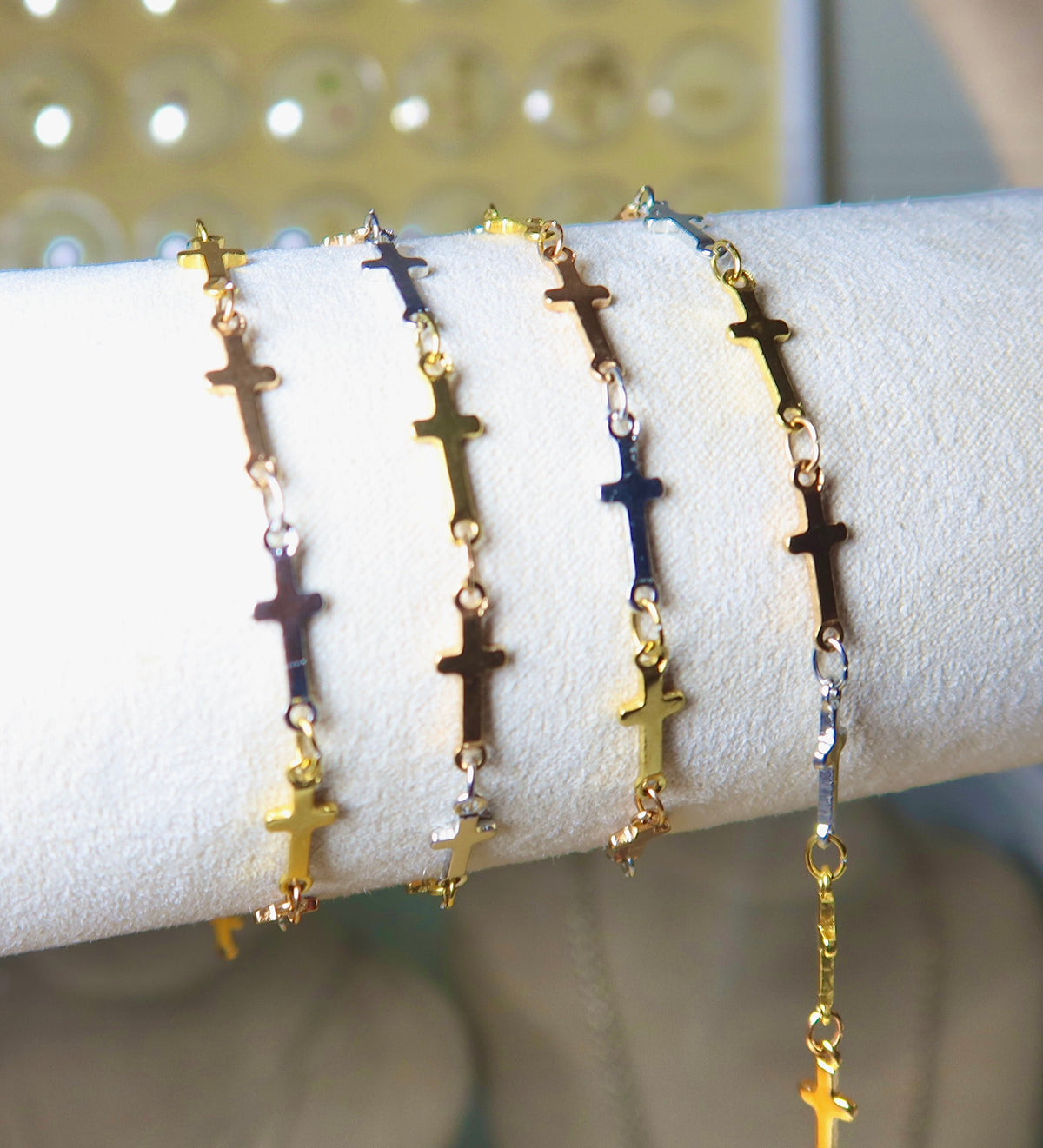 18K PVD Tri Color Cross Chain