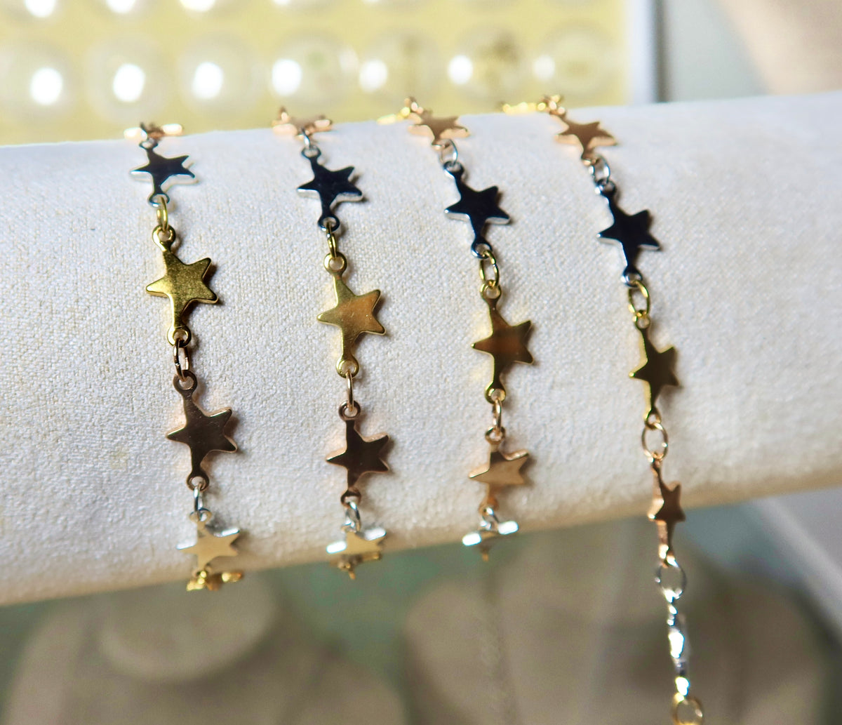 18K PVD Tri Color Star Chain