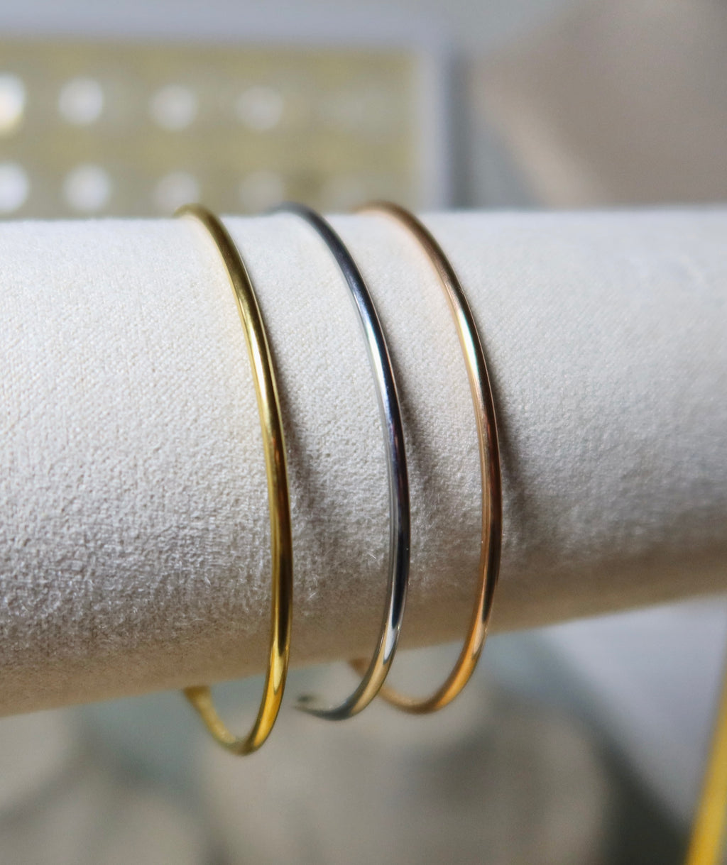 Stainless Steel Permanent Bangle Cuff (18K PVD Rose Gold)