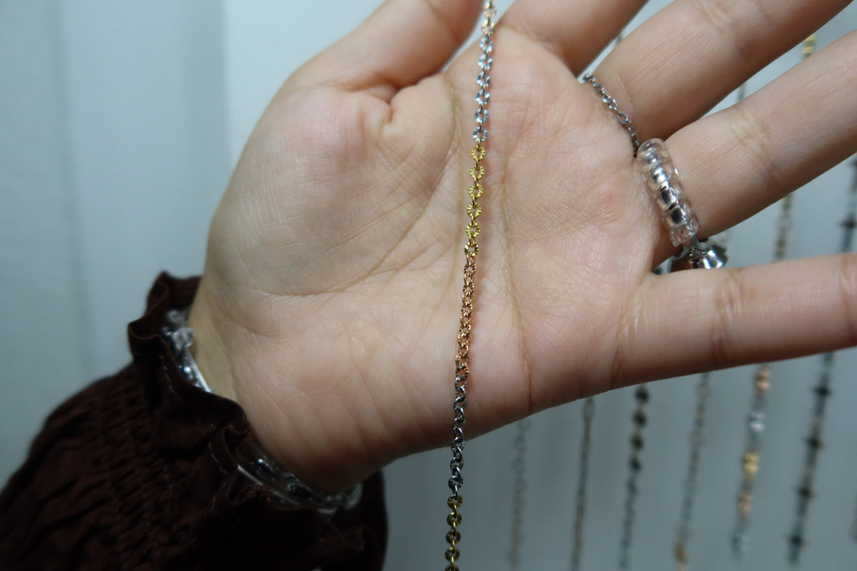 18K PVD Tri Color Sunburst Chain