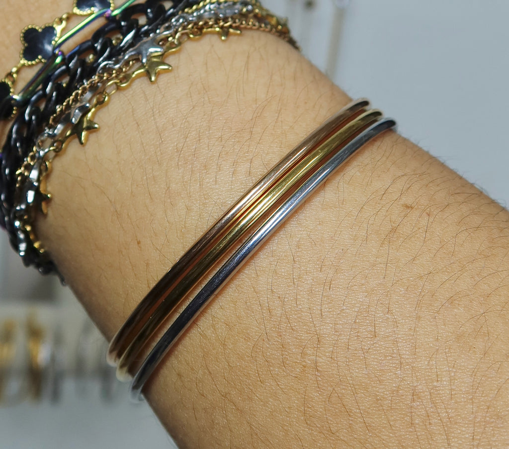 Stainless Steel Permanent Bangle Cuff (18K PVD Rose Gold)