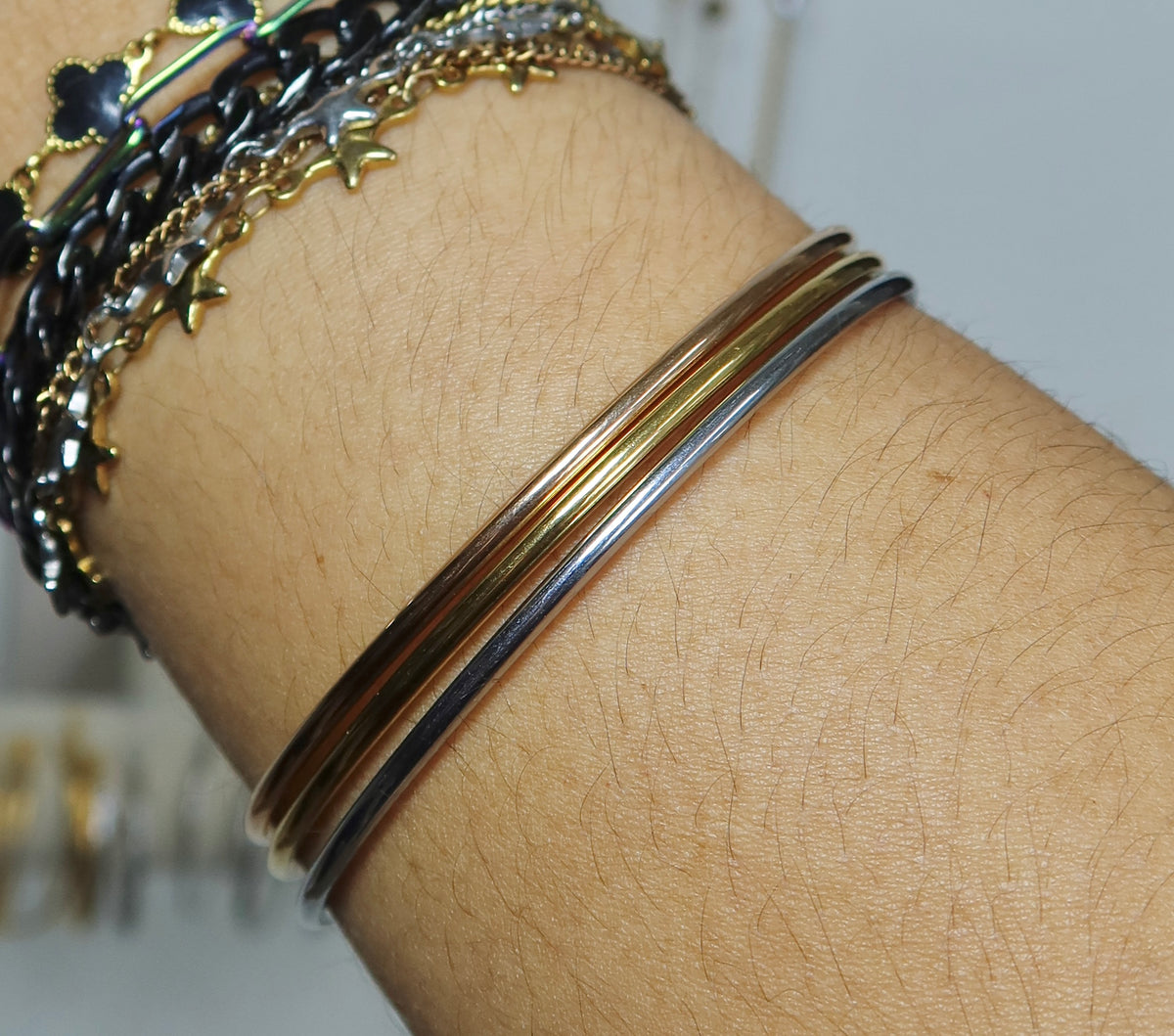 Stainless Steel Permanent Bangle Cuff (304 Silver)