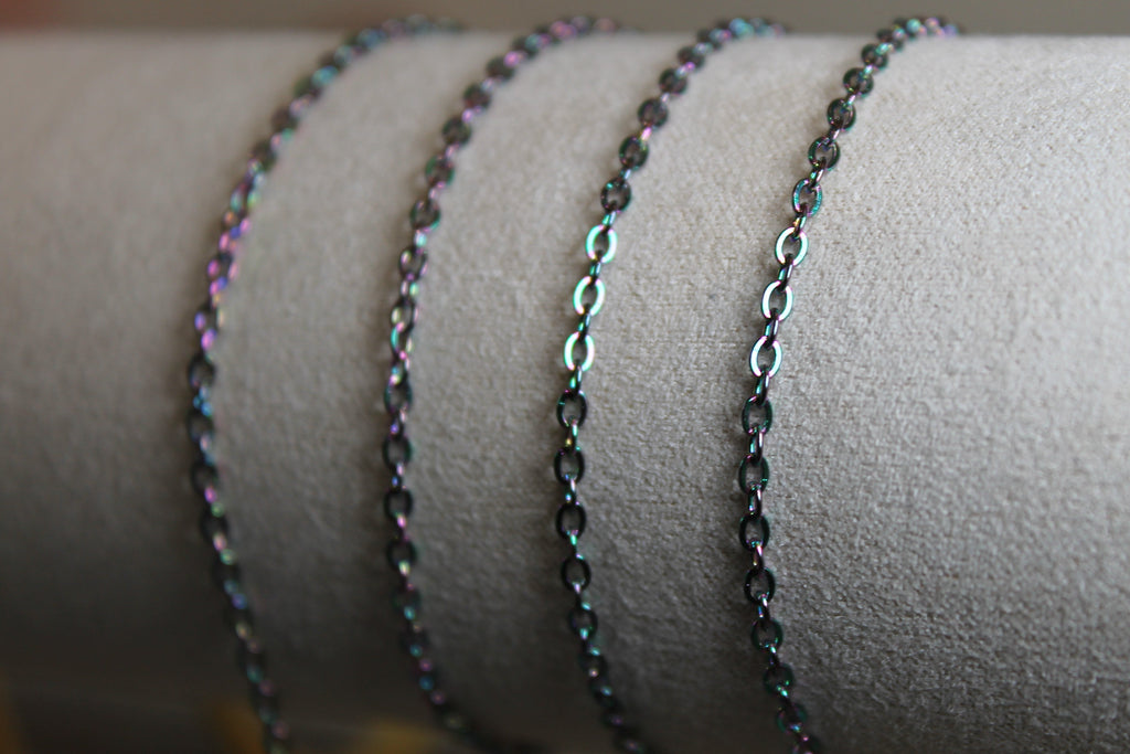 Rainbow Iridescent PVD Stainless Steel Cable Chain