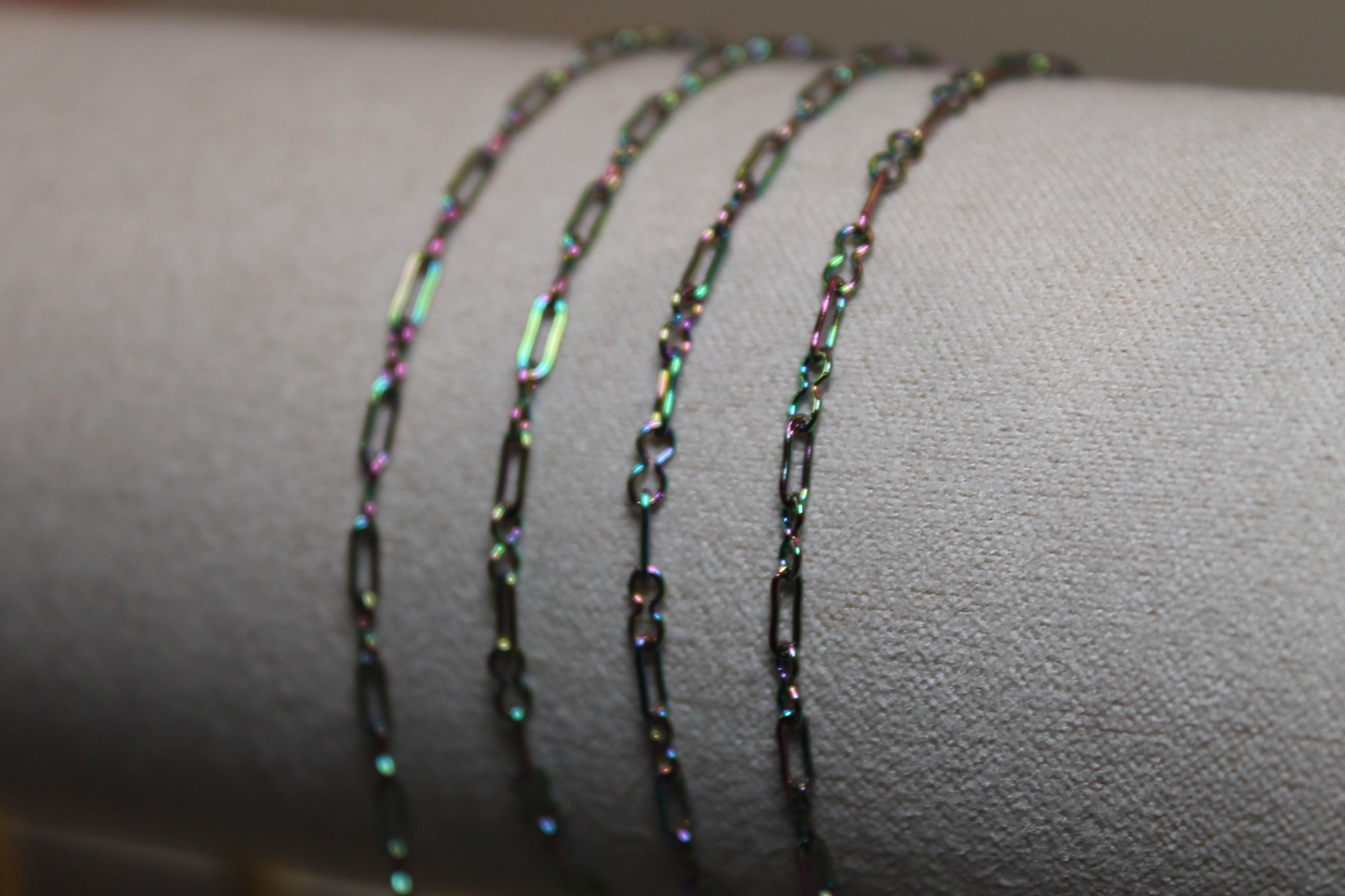 Rainbow Iridescent PVD Stainless Steel Paperclip and Infinty Chain