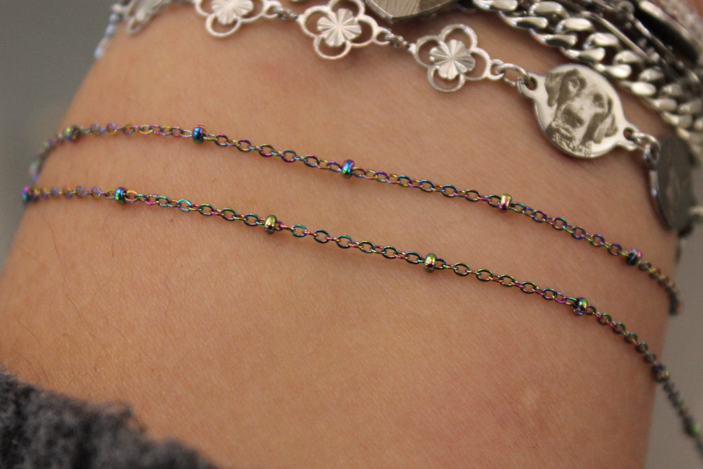Rainbow Iridiscent PVD Stainless Steel Satellite Chain