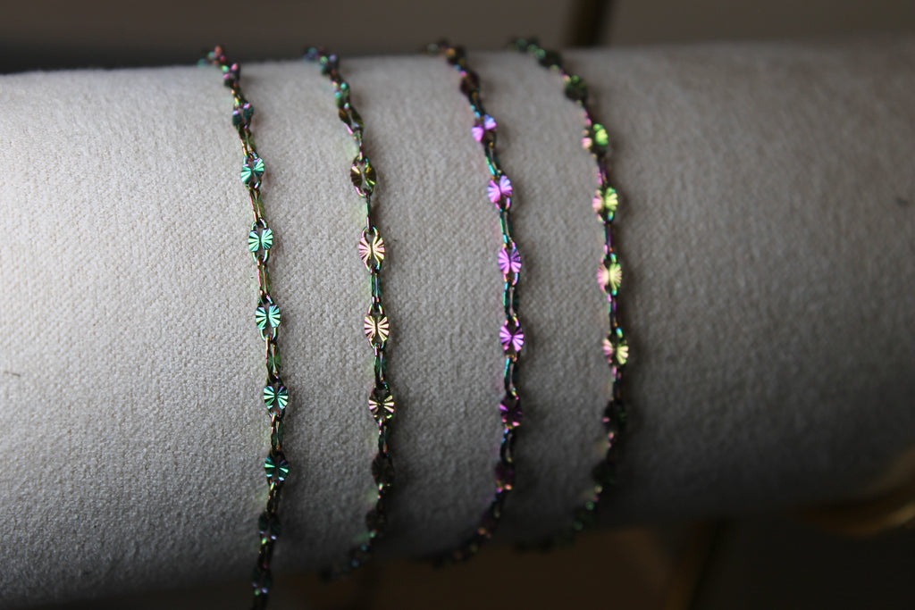Rainbow Iridescent PVD Stainless Steel Starburst Chain