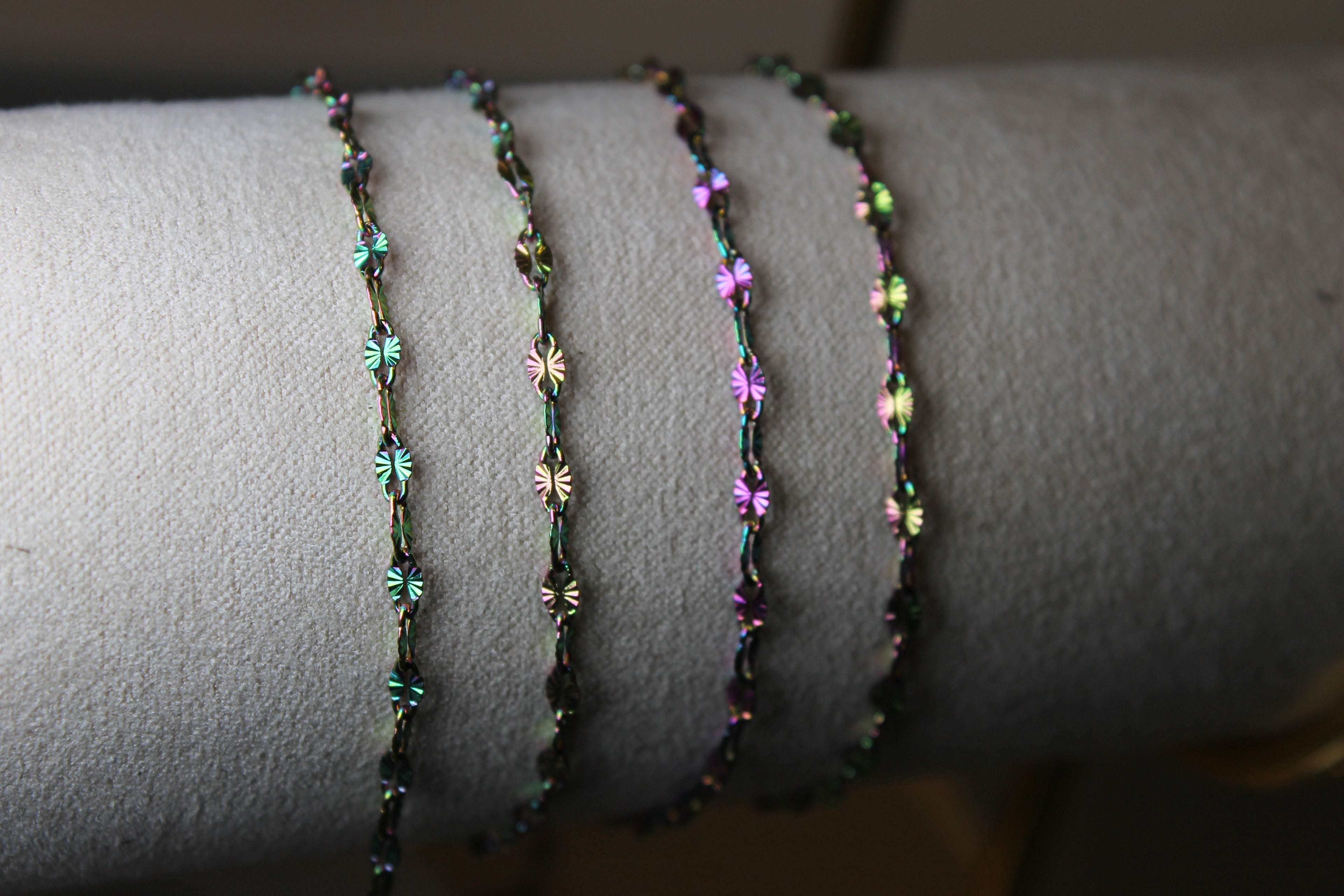Rainbow Iridescent PVD Stainless Steel Starburst Chain