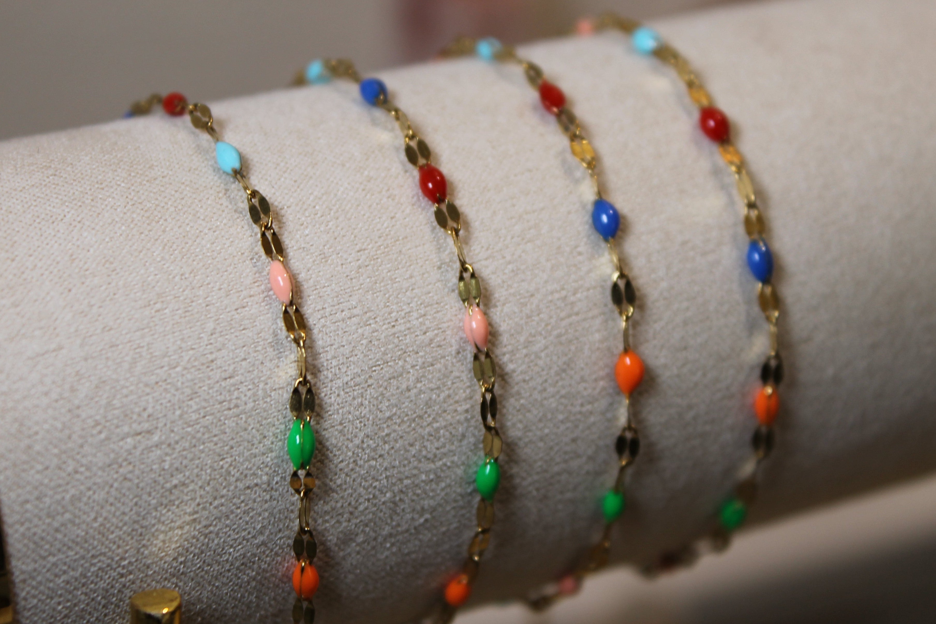 Rainbow Multicolored Enamel PVD Stainless Steel Chain in Gold