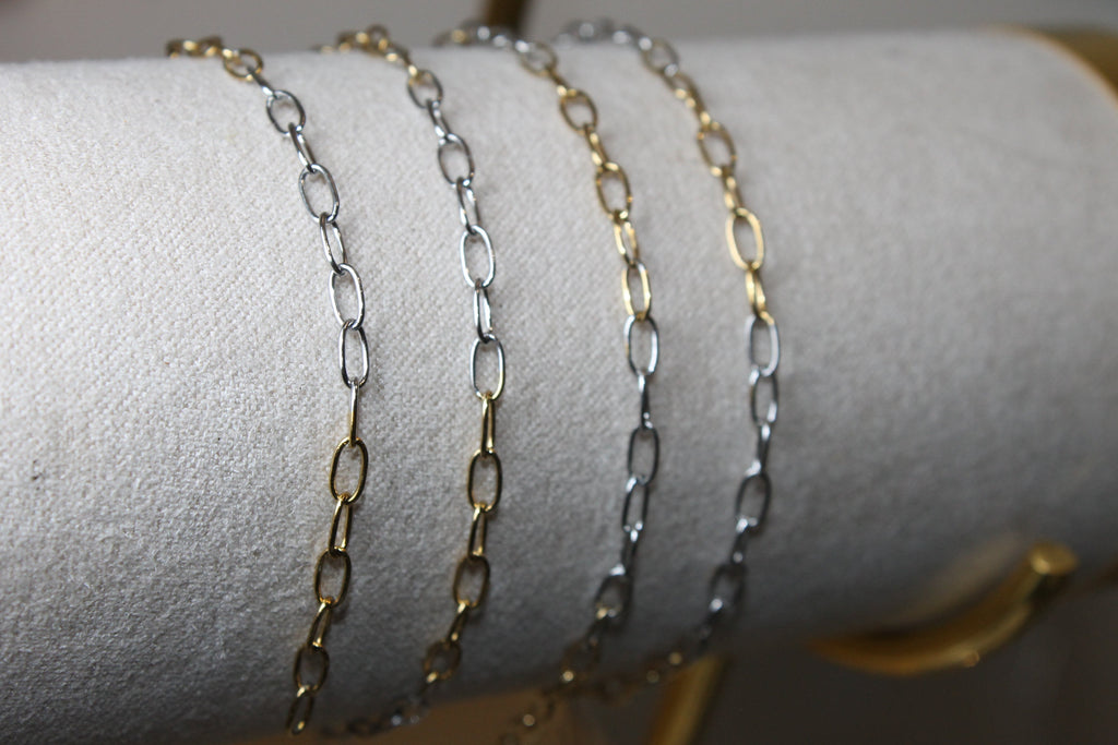 Two Tone Silver and Gold PVD Stainless Steel Paperclip Chain
