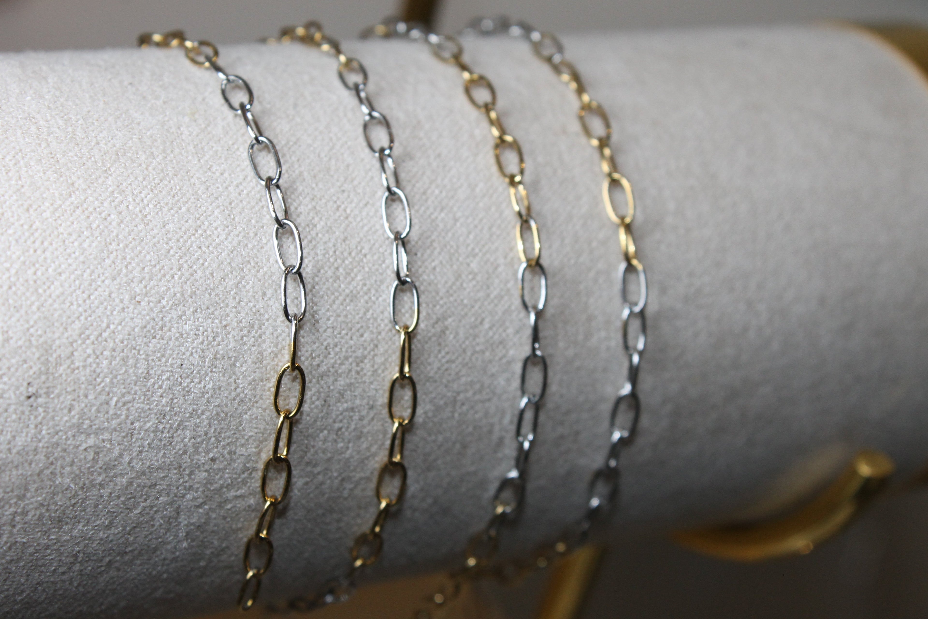 Two Tone Silver and Gold PVD Stainless Steel Paperclip Chain