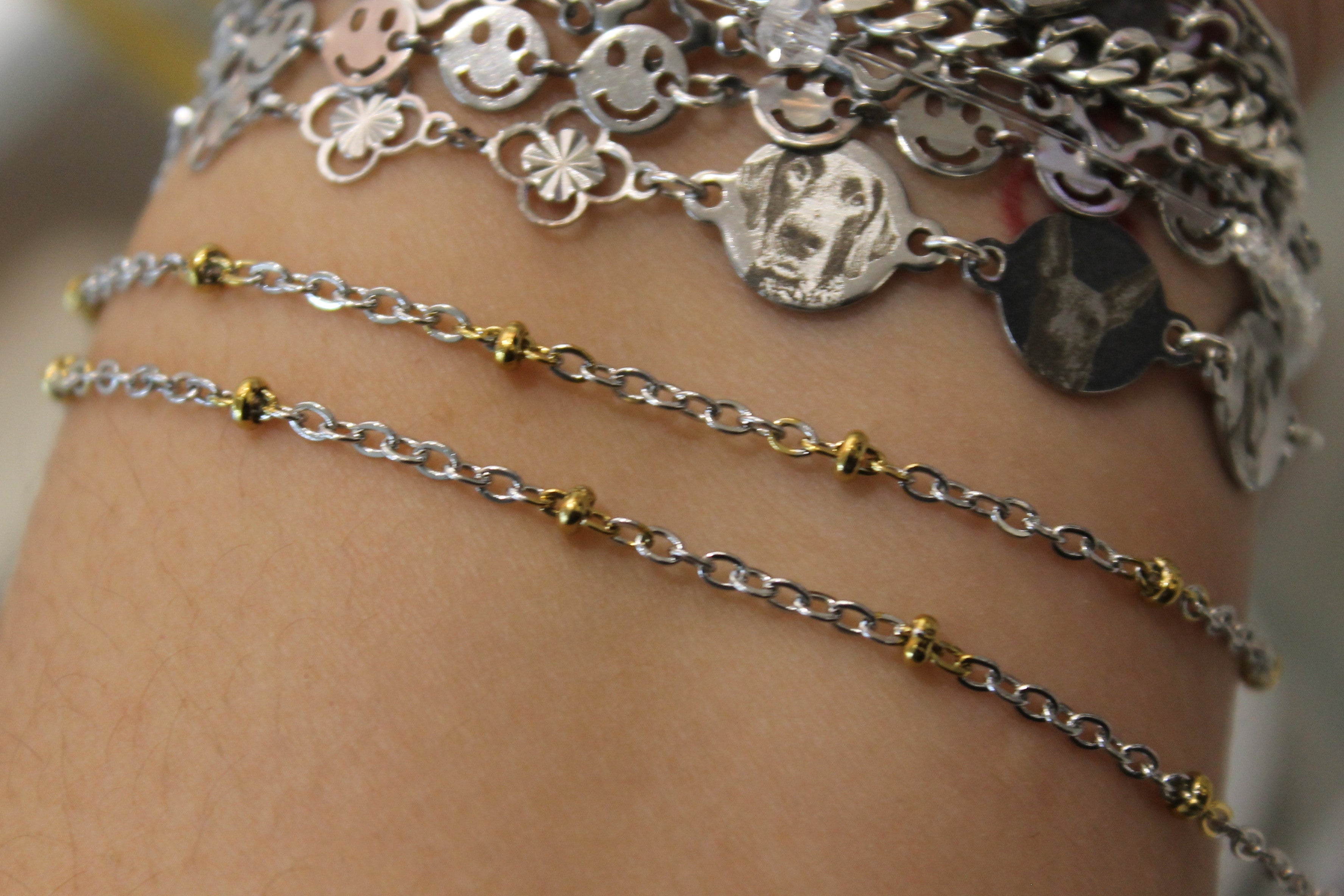Two Tone Silver and Gold PVD Stainless Steel Satellite Chain