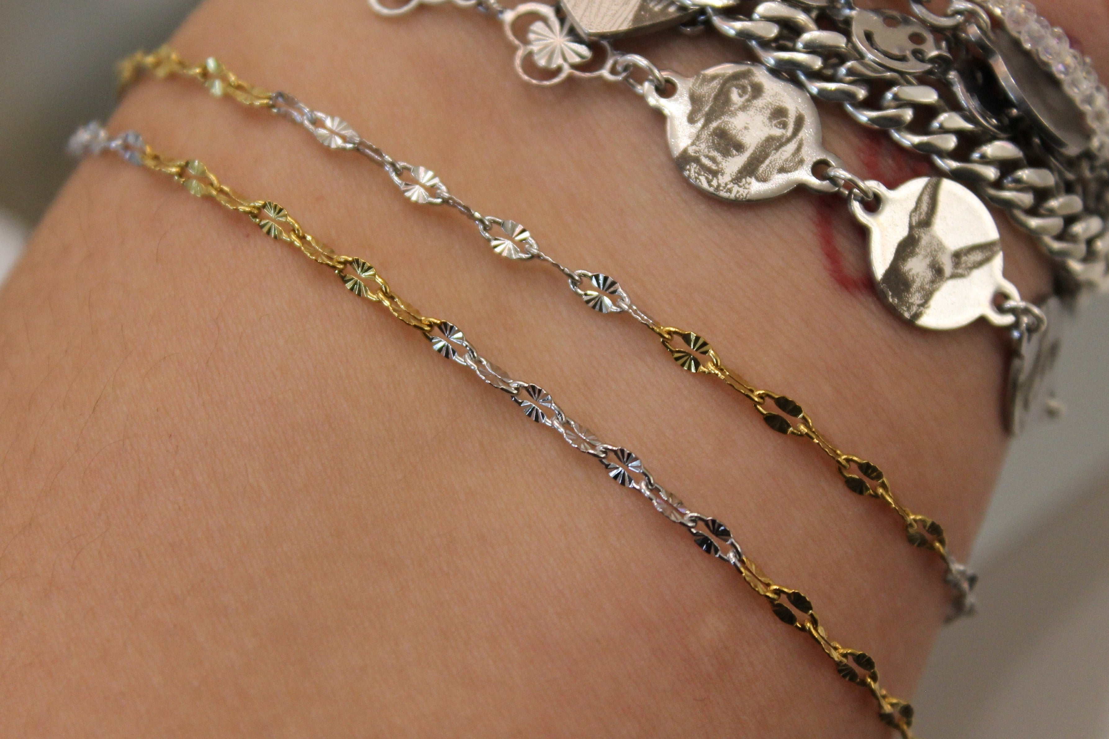 Two Tone Silver and Gold PVD Stainless Steel Statburst Chain