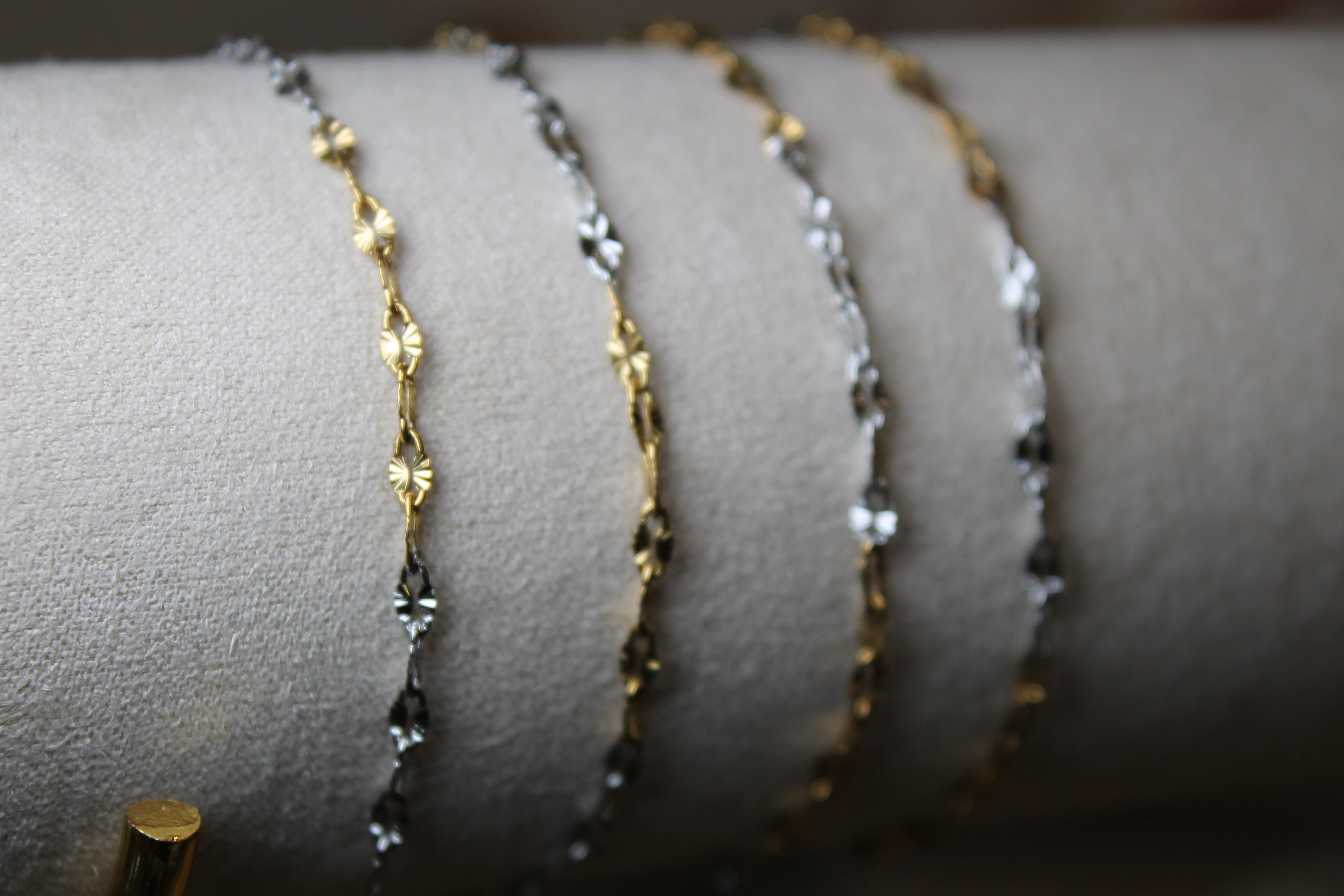Two Tone Silver and Gold PVD Stainless Steel Statburst Chain