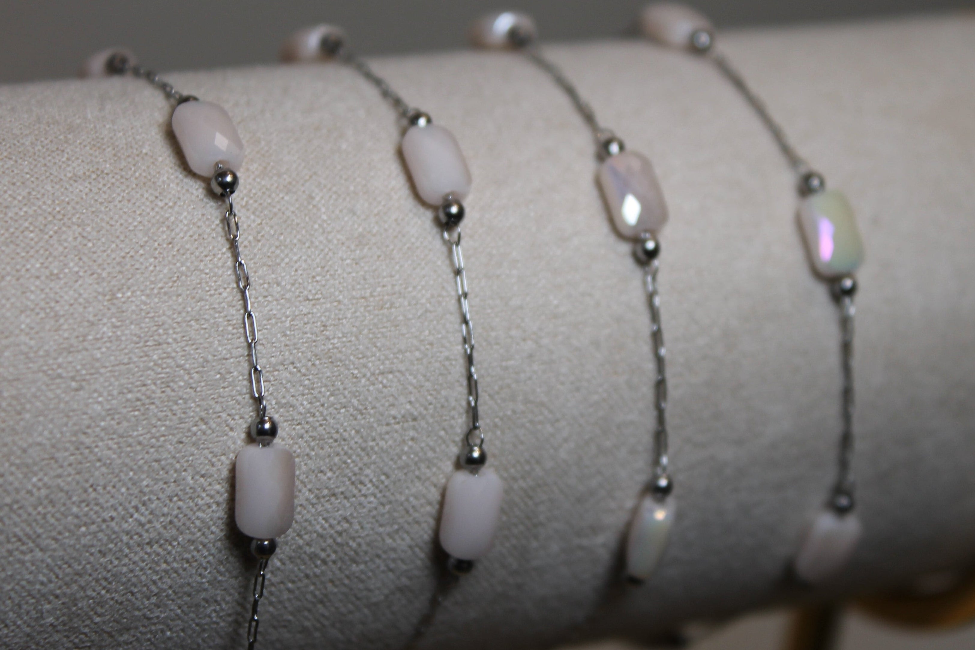 White Gem Chain in Stainless Steel