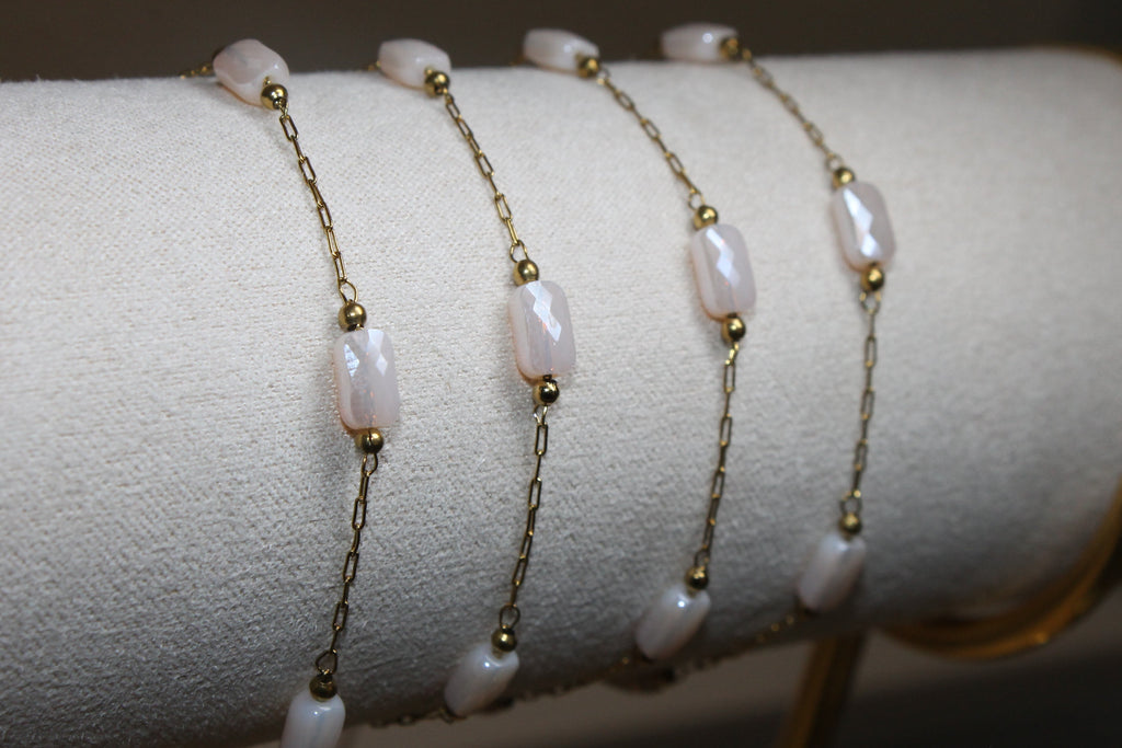 White Gem Gold PVD Stainless Steel Chain